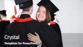  Presentation with bachelor - PPT layouts with happy students in bachelor robes background and a black colored foreground