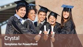  Presentation with graduation - Presentation consisting of maple autumn leaves on wooden boards selective focus background and a coral colored foreground