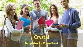  Presentation with students - Presentation theme with happy students smiling at camera background and a tawny brown colored foreground