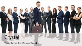  Presentation with successful - Slides featuring happy successful business team isolated background and a  colored foreground