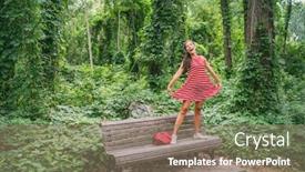  Presentation with free nature - Presentation theme featuring happy-summer-carefree-asian-girl background and a coral colored foreground