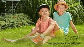  Presentation with happy holidays - PPT theme enhanced with happy-summer-holidays-two-happy background and a gold colored foreground