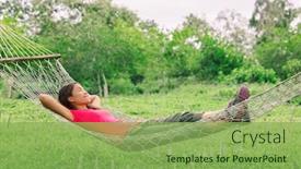  Presentation with retreat - Colorful slides enhanced with happy-summer-relaxation-woman-sleeping backdrop and a seafoam green colored foreground