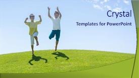  Presentation with happy kids - Cool new PPT theme with happy summer vacation for kids backdrop and a  colored foreground