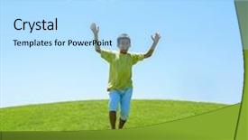  Presentation with happy kids - Colorful PPT layouts enhanced with happy summer vacation for kids backdrop and a light blue colored foreground