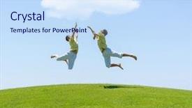  Presentation with summer camp diverse kids - Beautiful slides featuring happy summer vacation for kids backdrop and a sky blue colored foreground