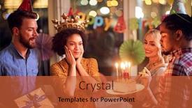  Presentation with happy birthday cake - Amazing presentation theme having happy-surprised-birtday-girl-looking backdrop and a red colored foreground