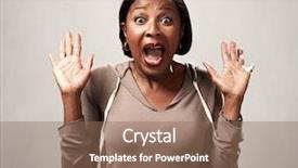  Presentation with black woman at gas station - Presentation theme consisting of happy surprised black woman background and a violet colored foreground