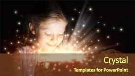  Presentation with girl christmas - Presentation theme enhanced with happy surprised girl opening christmas background and a tawny brown colored foreground