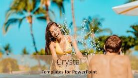  Presentation with honeymoon - Theme consisting of happy-swimming-pool-couple-having background and a coral colored foreground