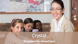  Presentation with elementary school - Presentation consisting of happy teachers day - pretty teacher helping pupil background and a coral colored foreground