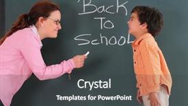  Presentation with teaching - Presentation theme consisting of happy teaching and studying background and a dark gray colored foreground