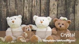  Presentation with teddy bear - Cool new presentation with happy teddy bear family backdrop and a coral colored foreground