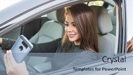  Presentation with teen driving - Audience pleasing slide deck consisting of happy teen girl driving backdrop and a  colored foreground