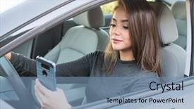  Presentation with teen driving - Slide deck enhanced with happy teen girl driving background and a  colored foreground