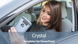  Presentation with teen driving - Amazing PPT theme having happy teen girl driving backdrop and a  colored foreground