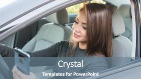  Presentation with teen driving - PPT theme with happy teen girl driving background and a  colored foreground