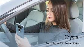  Presentation with teen driving - Colorful slide set enhanced with happy teen girl driving backdrop and a light blue colored foreground