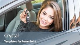  Presentation with teen driving - Slide deck having happy teen girl driving background and a  colored foreground