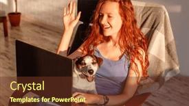  Presentation with video conference - Theme enhanced with happy-teen-girl-school-college background and a  colored foreground