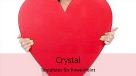  Presentation with teen girl - PPT theme with happy teen girl showing heart shape against white background background and a red colored foreground