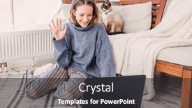 Presentation with chat - Slide deck having happy-teen-girl-sit background and a dark gray colored foreground