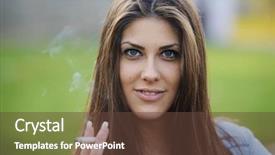  Presentation with teen girls - Beautiful presentation design featuring happy teen girls having good fun time outdoors smoking backdrop and a tawny brown colored foreground