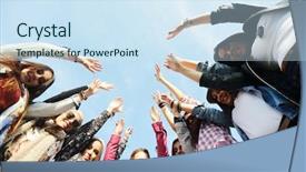  Presentation with teen girls - Audience pleasing PPT theme consisting of happy teen girls having good backdrop and a sky blue colored foreground