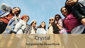  Presentation with teen girls - Presentation design consisting of happy teen girls having good background and a coral colored foreground