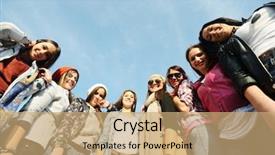  Presentation with teen girls - Presentation theme consisting of happy teen girls having good background and a  colored foreground