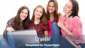  Presentation with teen girls - Presentation design featuring chocolate cake with layers background and a sky blue colored foreground