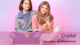  Presentation with teenage love - Audience pleasing slide deck consisting of happy teenage boy and girl sitting together over pink background friendship first love backdrop and a coral colored foreground