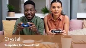  Presentation with race ethnicity - Presentation design with happy-teenage-boy-of-african background and a coral colored foreground