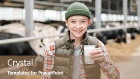  Presentation with looking glass - Beautiful presentation design featuring happy-teenage-boy-with-glass backdrop and a coral colored foreground