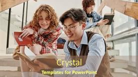  Presentation with classmates - PPT theme featuring happy-teenage-couple-or-classmates background and a coral colored foreground