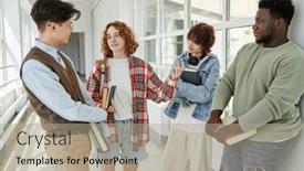  Presentation with asian literature - PPT layouts featuring happy-teenage-girl-looking background and a mint green colored foreground