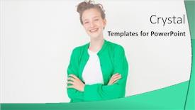  Presentation with teenage girl - Presentation design consisting of happy-teenage-girl-looks background and a white colored foreground