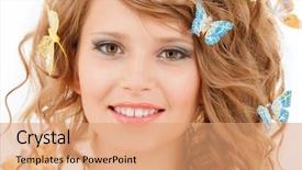  Presentation with butterflies - PPT layouts having happy teenage girl with butterflies background and a  colored foreground