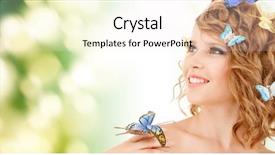  Presentation with health money insurance concept - Amazing slide set having happy teenage girl with butterflies backdrop and a  colored foreground