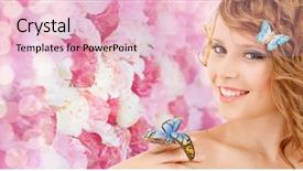  Presentation with teenage girl - Beautiful slide set featuring happy teenage girl with butterflies backdrop and a lemonade colored foreground