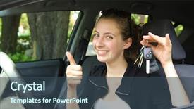  Presentation with pest car control - Theme consisting of happy teenager having key car background and a ocean colored foreground