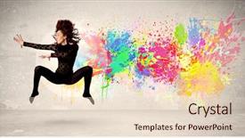  Presentation with ink splatter - Colorful presentation design enhanced with happy teenager jumping with colorful backdrop and a lemonade colored foreground
