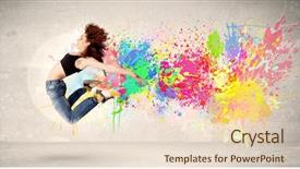  Presentation with ink splatter - Theme enhanced with happy teenager jumping with colorful background and a lemonade colored foreground