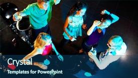  Presentation with christmas party - Colorful presentation theme enhanced with happy teenagers dancing during party backdrop and a ocean colored foreground