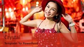  Presentation with thai temple - Slide set enhanced with happy-thai-woman-at-temple background and a red colored foreground