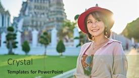  Presentation with thai temple - Theme featuring happy-thai-woman-at-war background and a seafoam green colored foreground