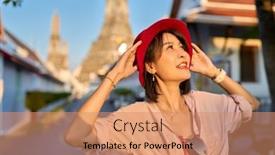  Presentation with bangkok - Presentation having happy-thai-woman-at-wat background and a coral colored foreground