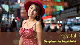  Presentation with bangkok - Presentation theme enhanced with happy-thai-woman-posing background and a tawny brown colored foreground