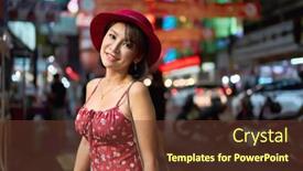  Presentation with bangkok - PPT layouts consisting of happy-thai-woman-posing background and a tawny brown colored foreground