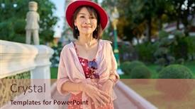  Presentation with bangkok - PPT theme consisting of happy-thai-woman-walking-through background and a coral colored foreground